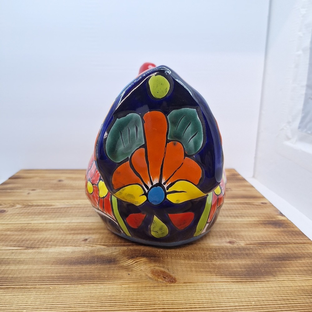 Beautiful Talavera Mexican Chicken Pottery Planter Colorful - Picture 5 of 11